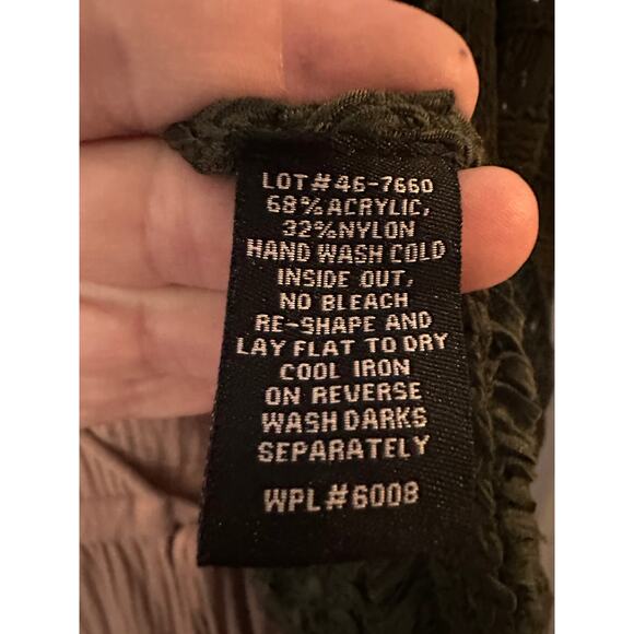 Rock & Roll Denim Olive Green Open Knit Fringe Cardigan Women’s Large Boho - Picture 9 of 11